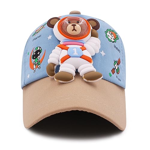 VRITRAZ Polyester 3D Cartoon Character Printed Little Cap For Kids And Baby Girls 3-12 Years (Astro Bear Blue) - Image 4