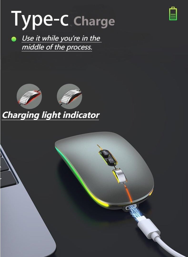 Bluetooth Dual-Mode Wireless Mouse – Silent Rechargeable Mouse with LED Lighting | Ultra-Long Standby | Quiet Operation | Colorful Breathing Light  - Image 2