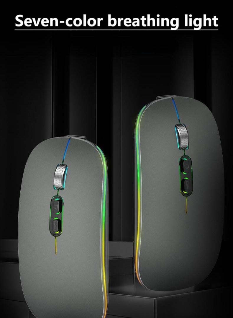 Bluetooth Dual-Mode Wireless Mouse – Silent Rechargeable Mouse with LED Lighting | Ultra-Long Standby | Quiet Operation | Colorful Breathing Light  - Image 3