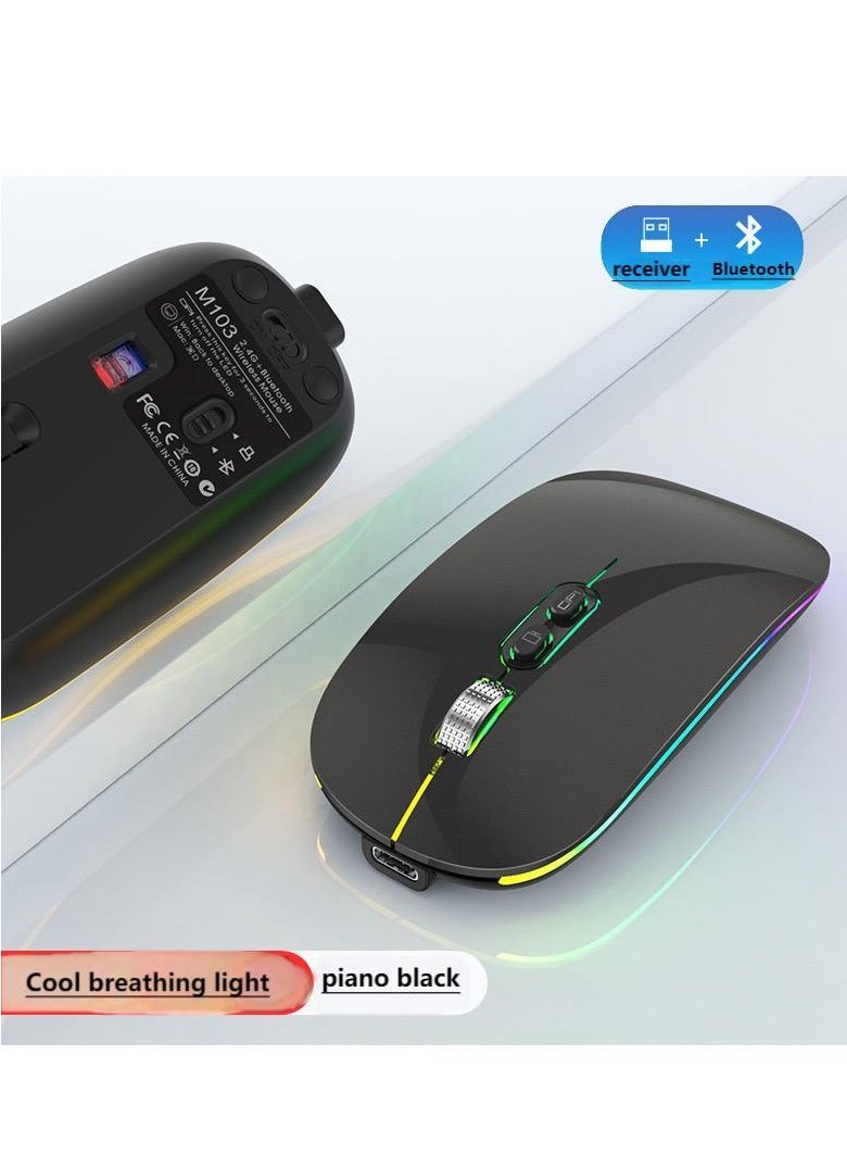 Bluetooth Dual-Mode Wireless Mouse – Silent Rechargeable Mouse with LED Lighting | Ultra-Long Standby | Quiet Operation | Colorful Breathing Light  - Image 5