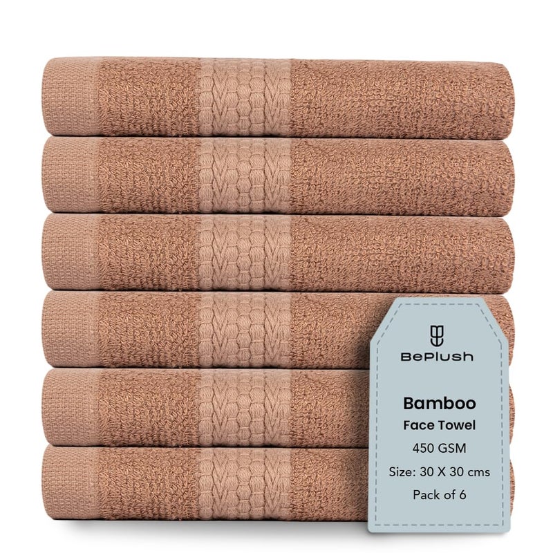 BePlush 450 GSM Bamboo Towel Ultra Soft Absorbent Quick Dry Towels for Gym Travel Face Towel Rust Pack of 6