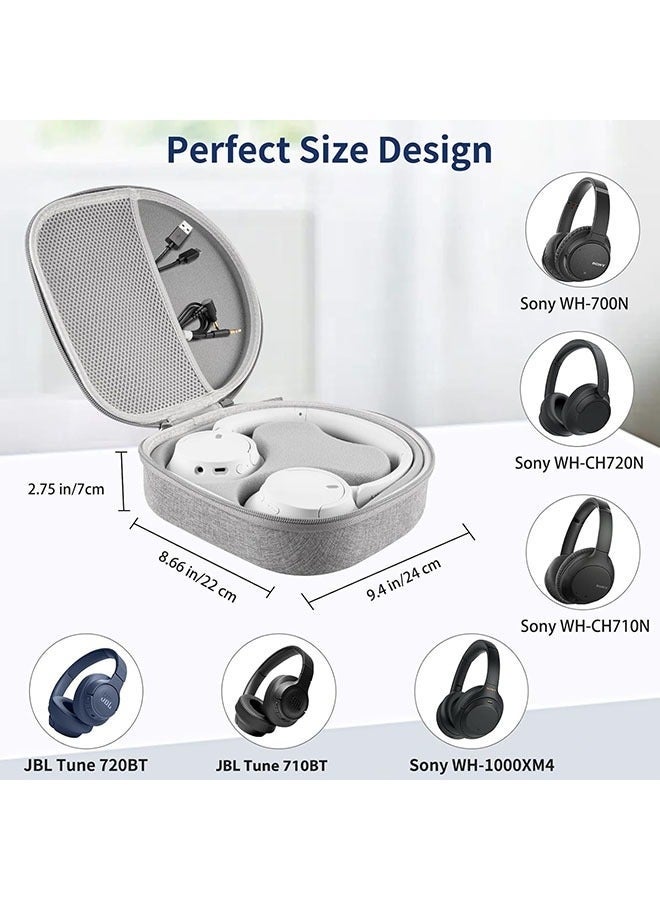 Arabest حافظة لسماعات سوني WH-CH710 WH-CH720N WH-1000XM4، JBL Tune 720BT 710BT 770NC لإلغاء الضوضاء، حقيبة سفر مع غطاء قابل للإزالة (رمادي) - Image 2