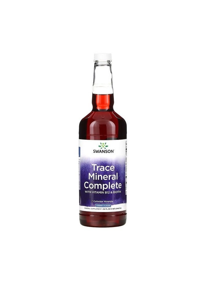 Trace Mineral Complete with Vitamin B12 & Biotin, Cherry, 32 fl oz (946 ml)