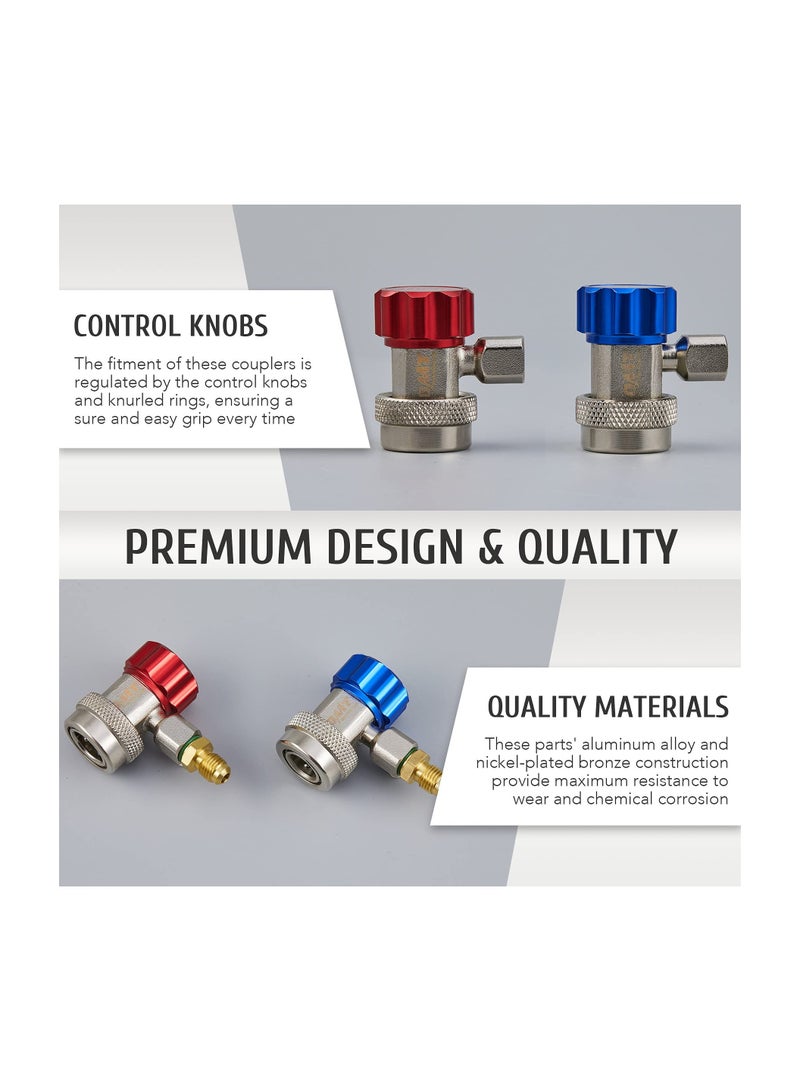 Zikra Adjustable R134a Quick Coupler Adapter Adjustable R134a Adapters and AC Hose Fittings HP and LP Connectors for R134a Car AC System Evacuation Recharging - Image 4