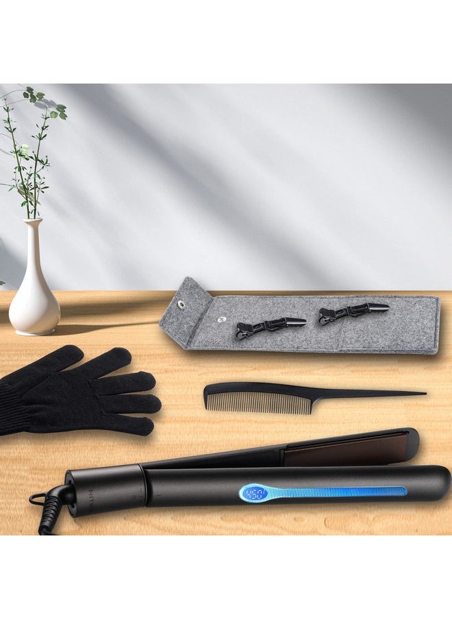 NITION - Ition Professional Salon Hair Straightener Argan Oil Ceramic Tourmaline Titanium Straightening Flat Iron For Healthy Styling Lcd 265°F450°F 2In1 Curling Iron For All Hair Type 1 Inch Plate Black - Image 1