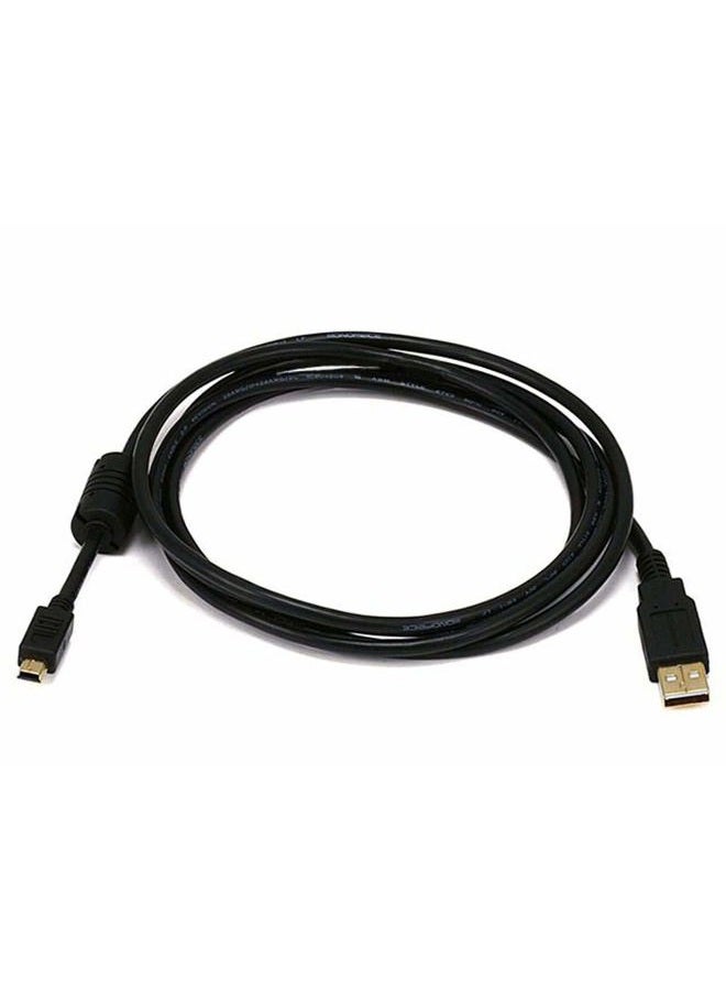 Monoprice 3-Feet USB 2.0 A Male to Mini-B 5pin Male 28/24AWG Cable with Ferrite Core (Gold Plated) (105447),Black - Image 1