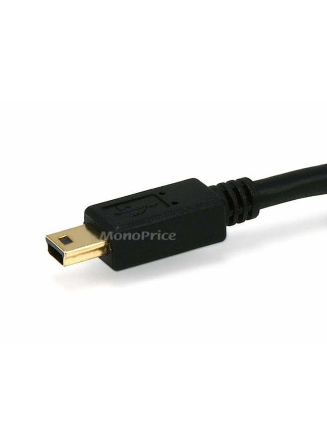 Monoprice 3-Feet USB 2.0 A Male to Mini-B 5pin Male 28/24AWG Cable with Ferrite Core (Gold Plated) (105447),Black - Image 3