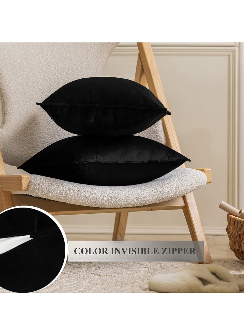 Generic Soft Thick Velvet Pillowcases - Square Design for Sofa, Couch, Bedroom, Living Room - 2 Pieces, 45 x 45 cm (Black)  - Image 3