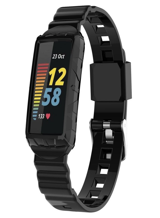 AWADUO Compatible with Fitbit Charge 6/5/4/3 Replacement Silicone Wrist Strap Bracelet Band, Soft And Durable(Black) - Image 2