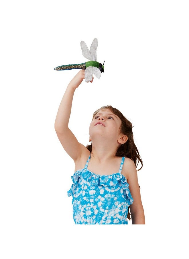 Folkmanis Mini Dragonfly Finger Puppet, Green, Blue, White - Image 2