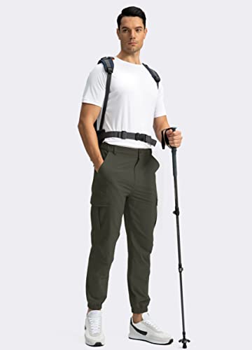 Pinkbomb Men's Hiking Cargo Pants with 7 Pockets Slim Fit Stretch Joggers Golf Cargo Work Pants for Men(Army Green,XL) - Image 5