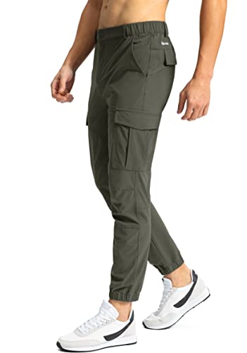 Pinkbomb Men's Hiking Cargo Pants with 7 Pockets Slim Fit Stretch Joggers Golf Cargo Work Pants for Men(Army Green,XL) - Image 2