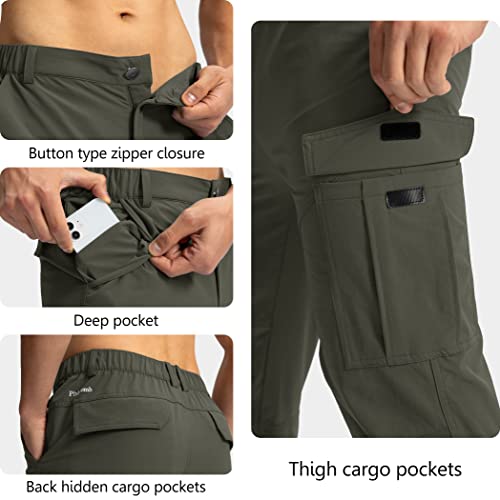 Pinkbomb Men's Hiking Cargo Pants with 7 Pockets Slim Fit Stretch Joggers Golf Cargo Work Pants for Men(Army Green,XL) - Image 4
