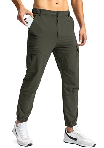 Pinkbomb Men's Hiking Cargo Pants with 7 Pockets Slim Fit Stretch Joggers Golf Cargo Work Pants for Men(Army Green,XL) - Image 1