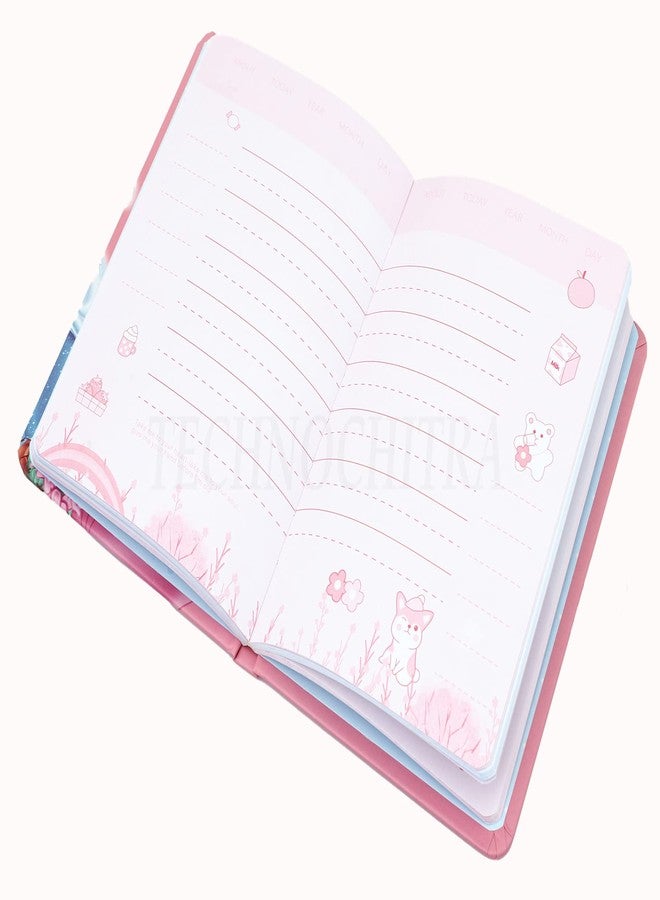 SHREE TECHNESH Angel Printed Secret Personal Lock Dairy with 3D Gel Pen for Girl's (Pink), 80 Pages - Image 5