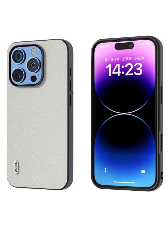 The Bros Case For iPhone 16 Pro Max ABEEL Black Frame Genuine Leather Elegant Phone Case 