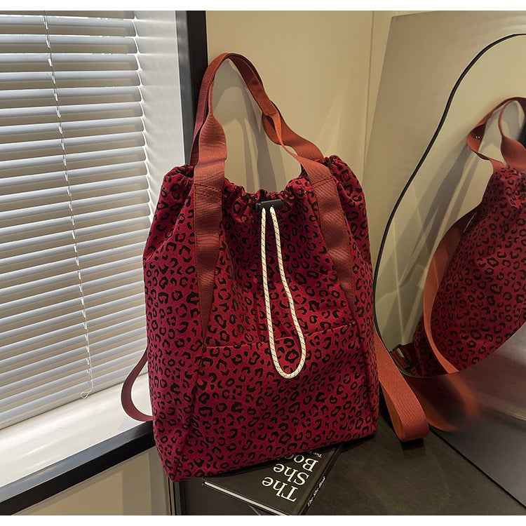 Large Capacity All-Match Portable Tote Bag Women'S Casual Commuting Leopard Print Fashionable Backpack - Image 3