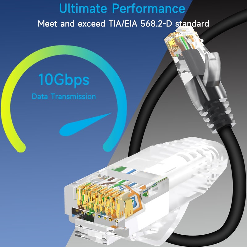 Lysymixs Cat6 Ethernet Patch Cable 6 ft (10 Pack), Cat6 Patch Cable for Data Centers, Cat 6 Patch Cable 10G, Network Patch Cables for Home and Enterprise Network -Black - Image 2