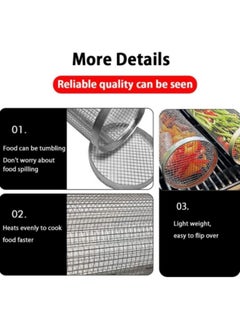 GGEROU 1-pecie Rolling Grilling Baskets Rolling BBQ Basket BBQ Accessories Round Stainless Steel BBQ Grill Mesh Baskets Camping Grill Basket 30.5*9.4cm  - Image 5