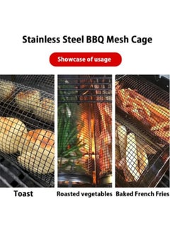 GGEROU 1-pecie Rolling Grilling Baskets Rolling BBQ Basket BBQ Accessories Round Stainless Steel BBQ Grill Mesh Baskets Camping Grill Basket 30.5*9.4cm  - Image 4