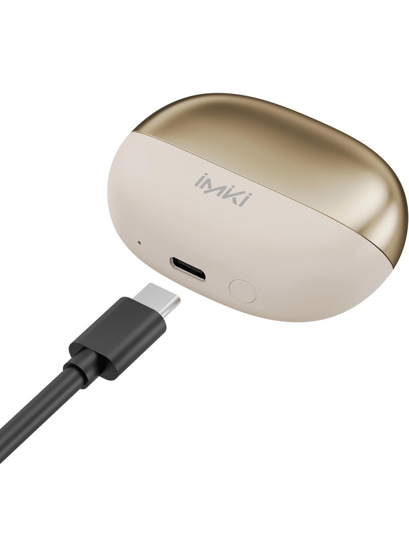 Imiki BUDS T14 Wireless Earbuds – Bluetooth 5.3 In-Ear Headphones with Noise Cancelling, Deep Bass, IPX5 Waterproof, Hall Switch, Touch Control – Khaki - Image 3