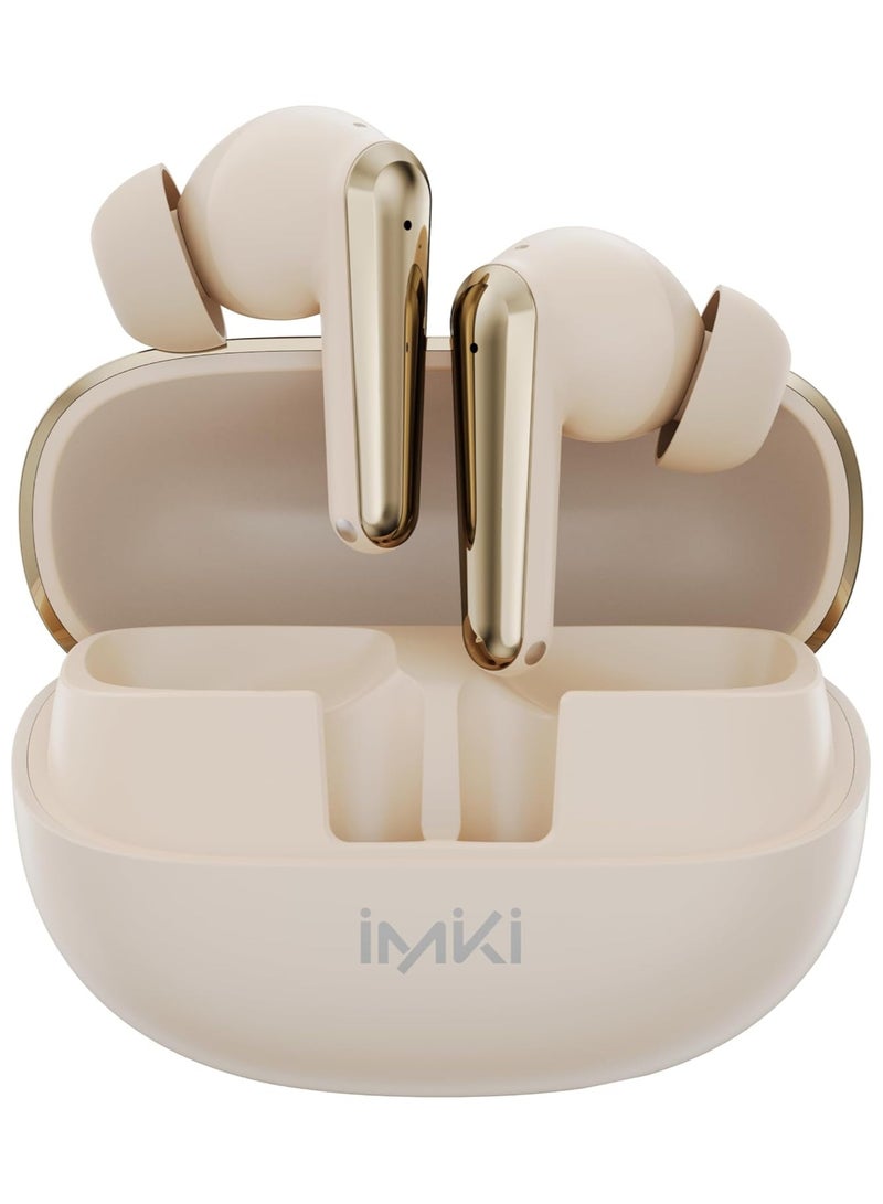 Imiki BUDS T14 Wireless Earbuds – Bluetooth 5.3 In-Ear Headphones with Noise Cancelling, Deep Bass, IPX5 Waterproof, Hall Switch, Touch Control – Khaki - Image 1