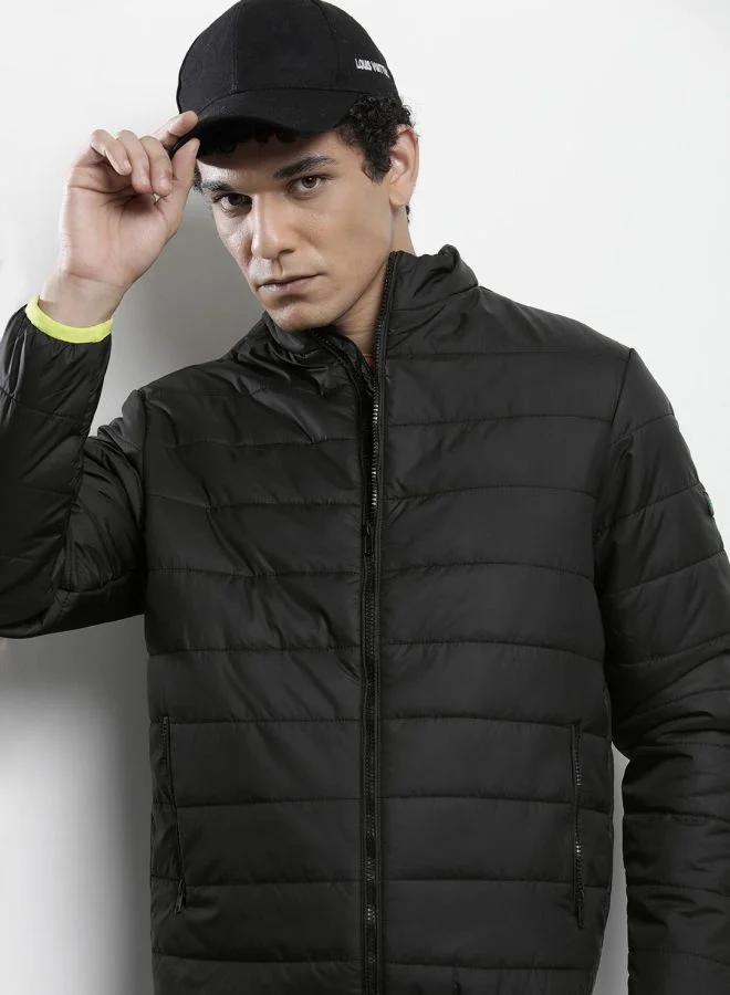 ذا انديان كراج كو The Indian Garage Co Men Slim Fit Solid Round Neck Long Sleeves Jacket