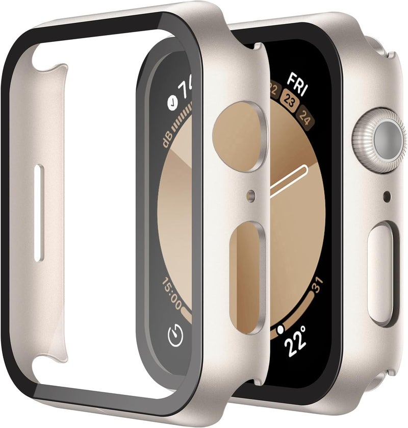 Misxi [2 Pack] Starlight Hard Case with Tempered Glass Screen Protector, Ultra Slim Anti-Scratch Protective Cover for iWatch 44mm Apple Watch SE 3 (2025) SE 2 SE Series 6 Series 5 Series 4 - Image 1