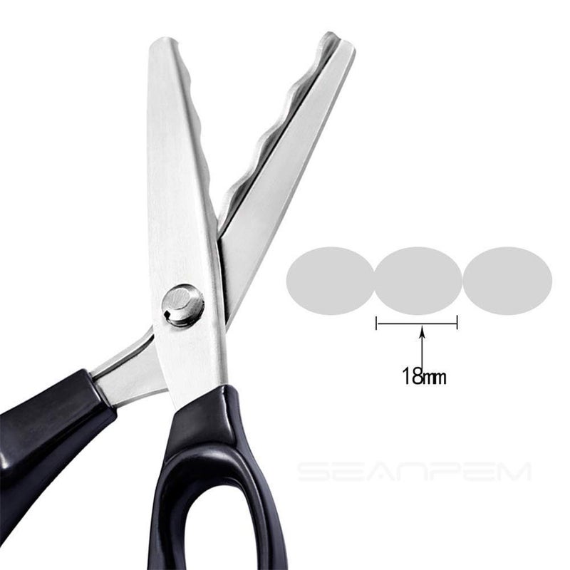 Xemz Professional Pinking Shears, Stainless Steel Dressmaking Scissors Craft Cutting Tool, Serrated Scalloped Blade Sewing Scissors (Scalloped 18mm) - Image 4