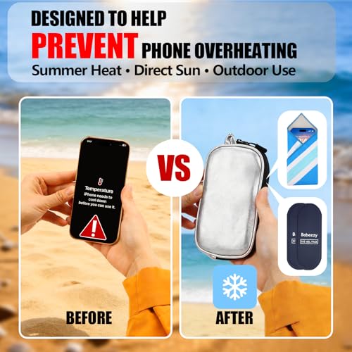 Babeezy Thermal Phone Cooling Pouch for Beach & Pool iPhone Cooling Bag with 2 Reusable Gel Packs Prevent Overheating Water-Resistant Zipper Insulated Faux Leather Phone Cooler Bag for Summer Heat - Image 2