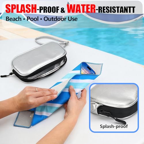 Babeezy Thermal Phone Cooling Pouch for Beach & Pool iPhone Cooling Bag with 2 Reusable Gel Packs Prevent Overheating Water-Resistant Zipper Insulated Faux Leather Phone Cooler Bag for Summer Heat - Image 4