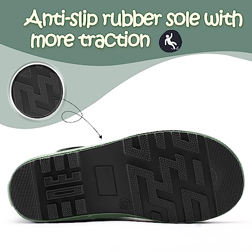 K KomForme KomForme Kids Rain Boots, Waterproof Rubber Matte Boots with Reflective Stripes and Easy-on Handles Black, 4 Big Kid - Image 5