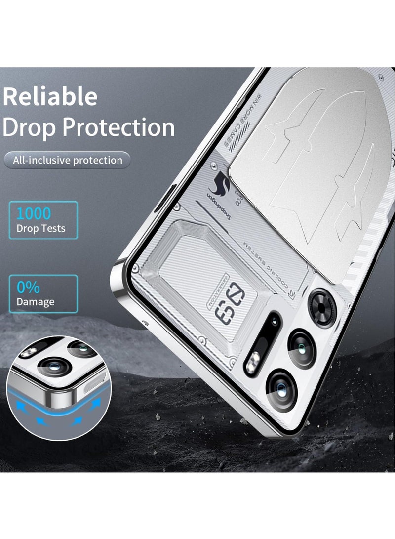 Captaintech Case for ZTE Nubia Red Magic 9 Pro/Pro+, Luxury Premium Metal Aluminum Alloy Shockproof Bumper Frame with Hard Plastic Back Cover, Silver - Image 5