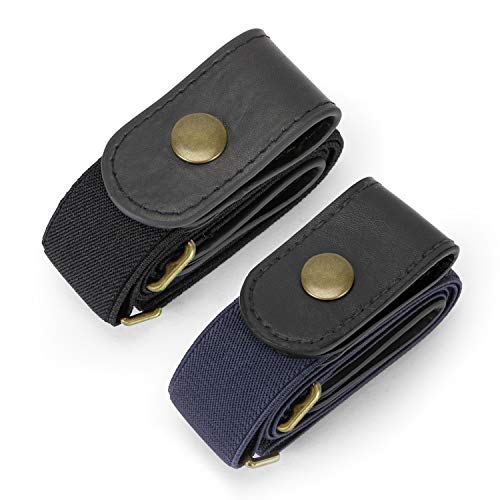 WHIPPY 2 Pack Buckle Free Comfortable Elastic Belt for Wmen or Men, Buckle-less No Bulge No Hassle Invisible Belts - Image 1