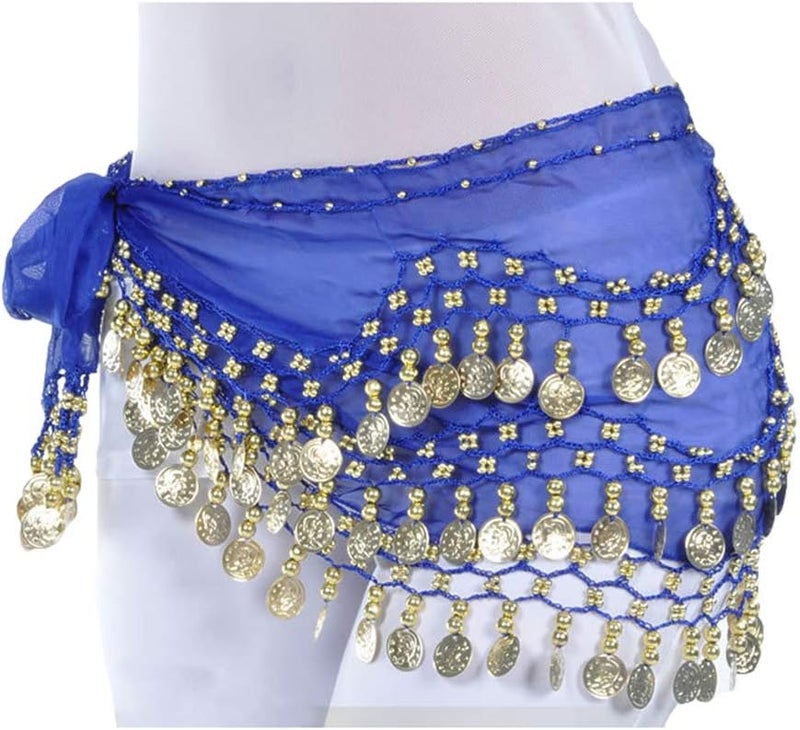 Lauthen.S 128 Coins Belly Dance Hip Scarf Tribal Belt Halloween Genie Costume Accessory - Image 3