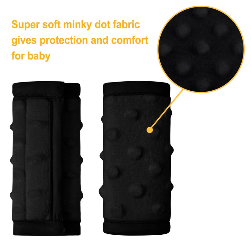 Pro Goleem Car Seat Strap Covers for Babies Unisex Soft Car Seat Strap Shoulder Pads for All Car Seats, Stroller, Pushcar, Small Size Designed for Newborn, Black - Image 4