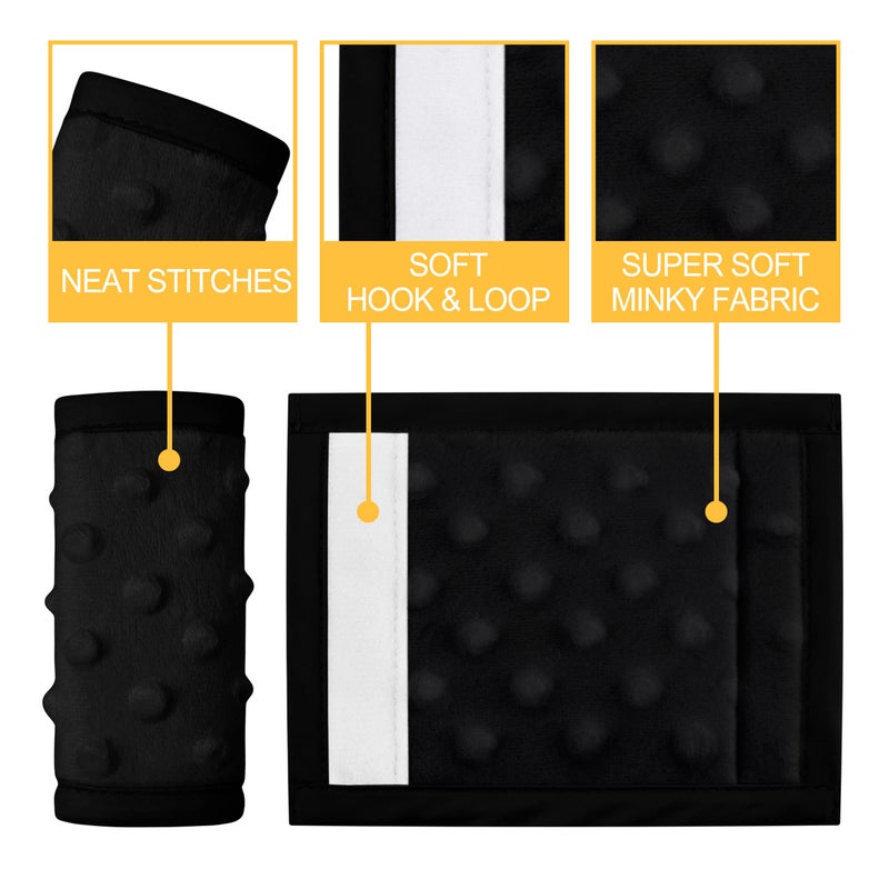Pro Goleem Car Seat Strap Covers for Babies Unisex Soft Car Seat Strap Shoulder Pads for All Car Seats, Stroller, Pushcar, Small Size Designed for Newborn, Black - Image 5