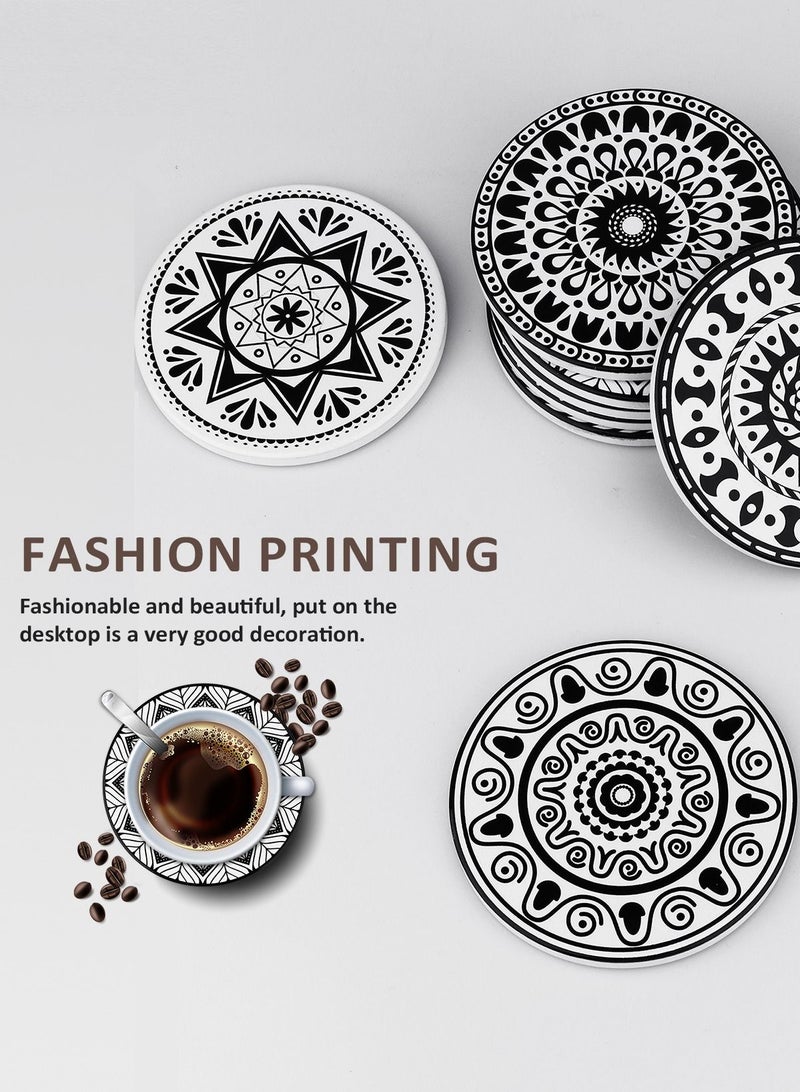 URbazaar 8 Pcs Drink Coasters with Holder, Absorbent Coaster Sets, Ceramic Drink Coaster for Tabletop Protection,Suitable for Kinds of Cups, Wooden Table, Cool Home Decor - Image 4