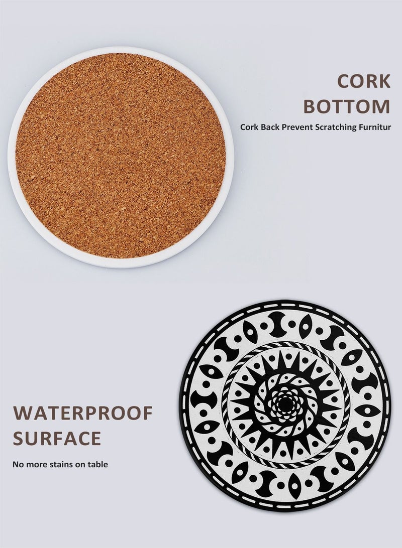 URbazaar 8 Pcs Drink Coasters with Holder, Absorbent Coaster Sets, Ceramic Drink Coaster for Tabletop Protection,Suitable for Kinds of Cups, Wooden Table, Cool Home Decor - Image 3