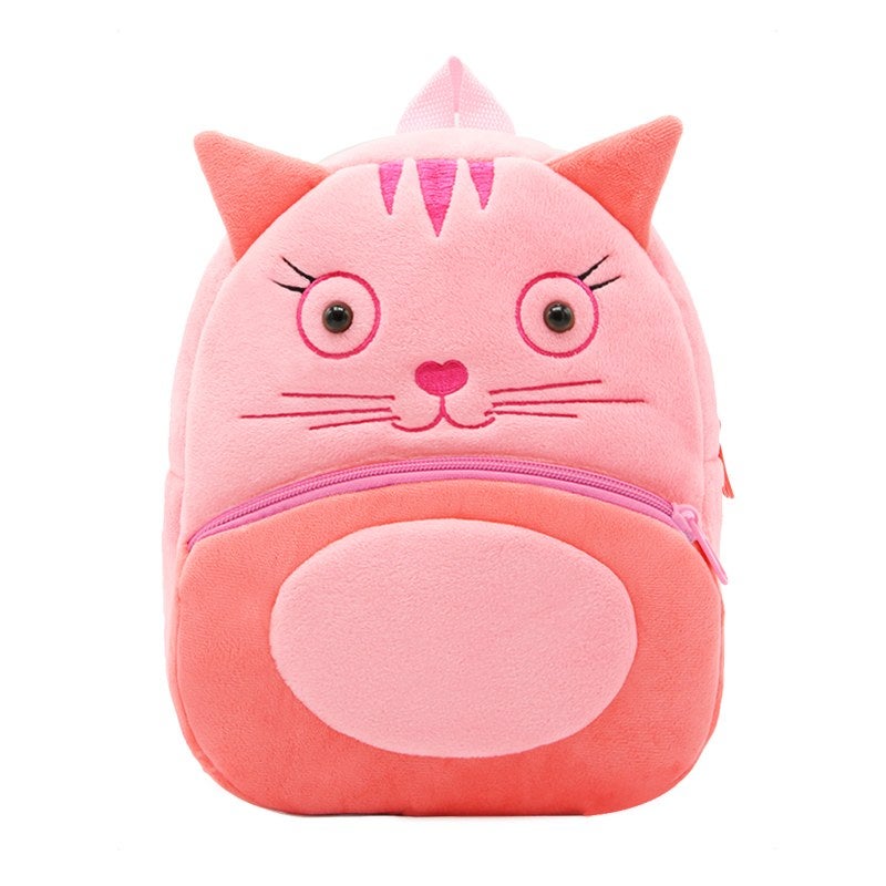 Plush Kids Backpack, Cat Animal Design, Soft Lightweight School Bag for Toddlers and Preschool Kids - Image 2