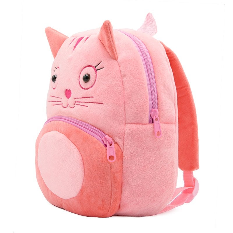 Plush Kids Backpack, Cat Animal Design, Soft Lightweight School Bag for Toddlers and Preschool Kids - Image 3