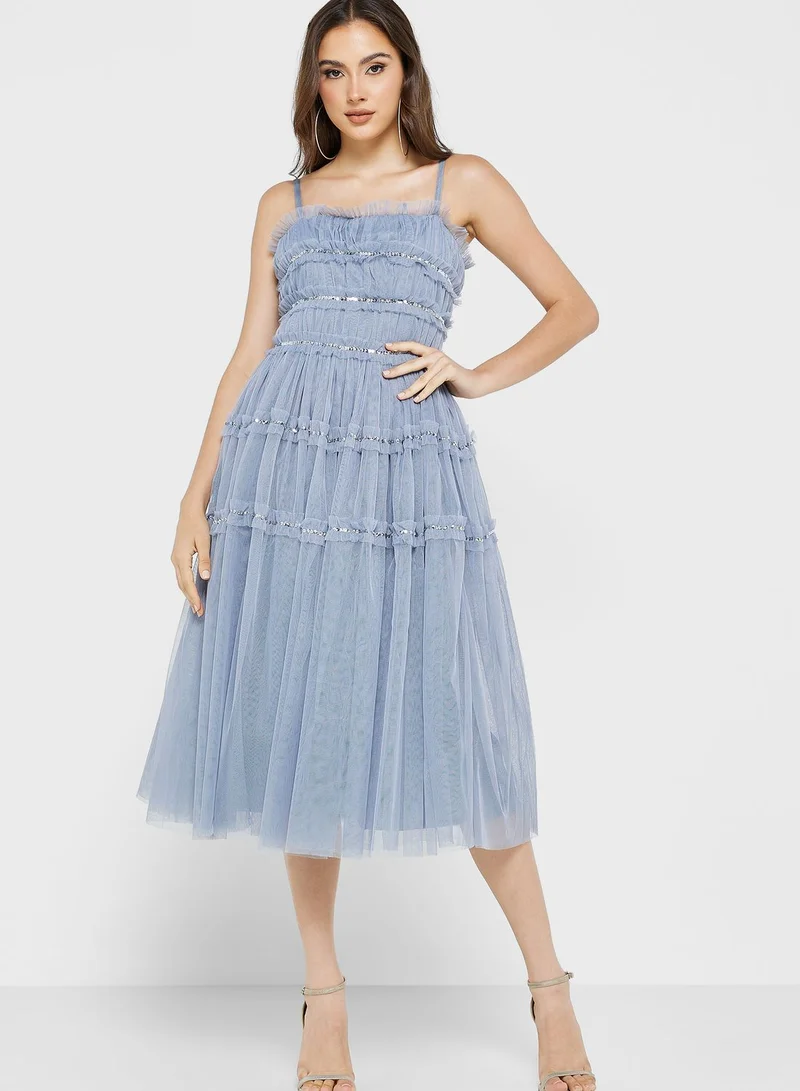 Anaya With Love Embellished Ruffle Detail Dress