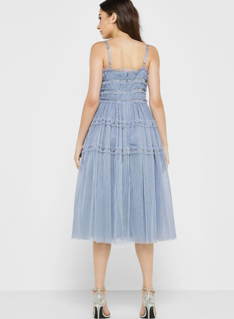 Anaya With Love Embellished Ruffle Detail Dress