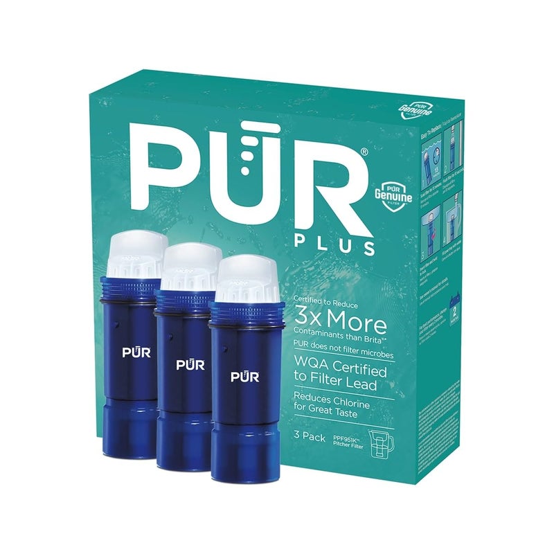 PUR Plus Water Filter Replacement for Pitchers & Dispensers, 6-Month Supply, 3 Count, Blue (PPF951K3) - Image 1