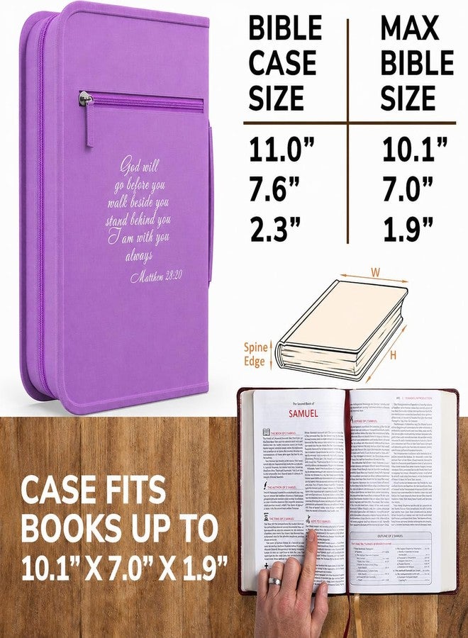 DEHITE Bible Cover Case for Women — Bible Carrying Cases for Women – Lilac Floral Large Size – Bag Fits Book 7 x 10.1 x 1.9 in – Pen Slots – Zippered Pocket – Premium Fabric – Christian Gift - Image 4