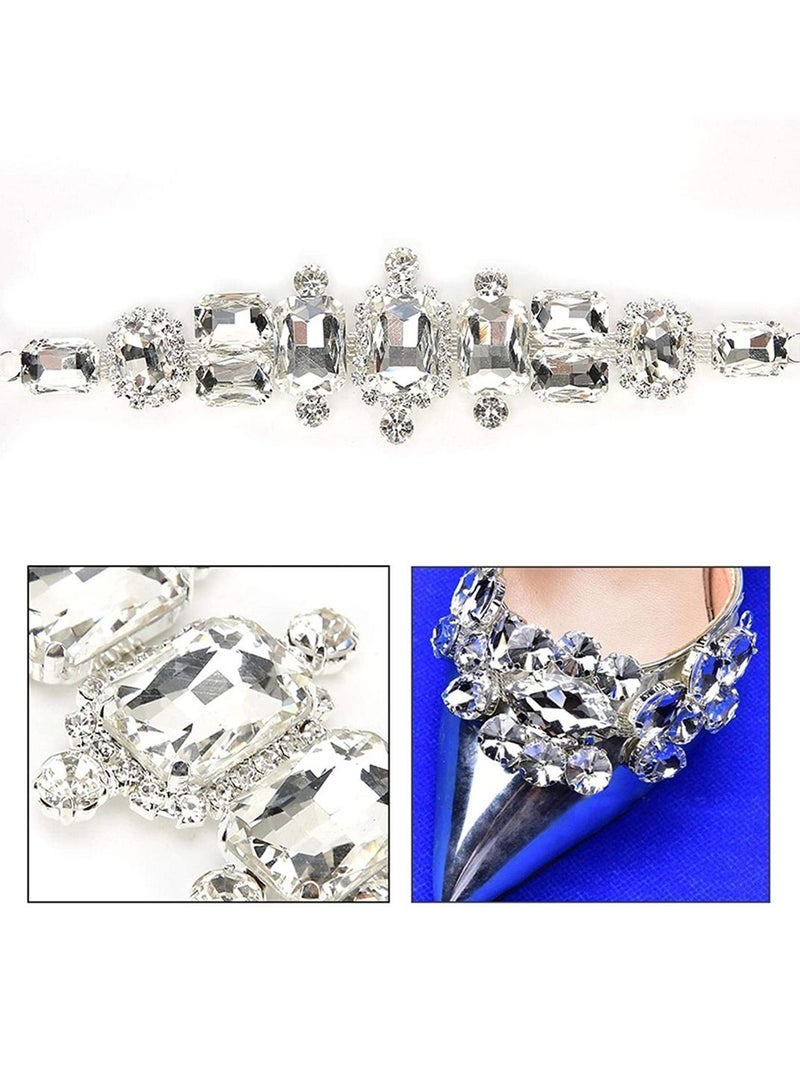 Y&D Rhinestone Trim, Crystal Bridal Belt Applique Strass Flower Motif Trim Chain Sewing on Garment Shoes Bags DIY - Image 3
