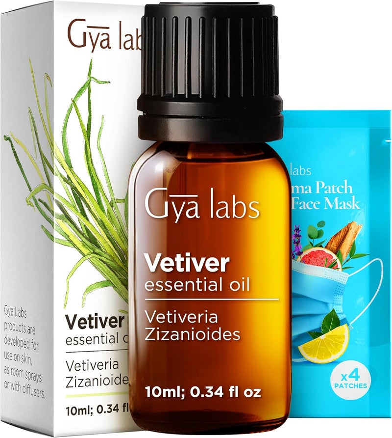 gya labs زيت فيتيفر العطري من جيا لابز - 0.34 أونصة سائلة - للشعر، البشرة، الناشر، العلاج بالروائح وصنع الشموع بنفسك - Image 1