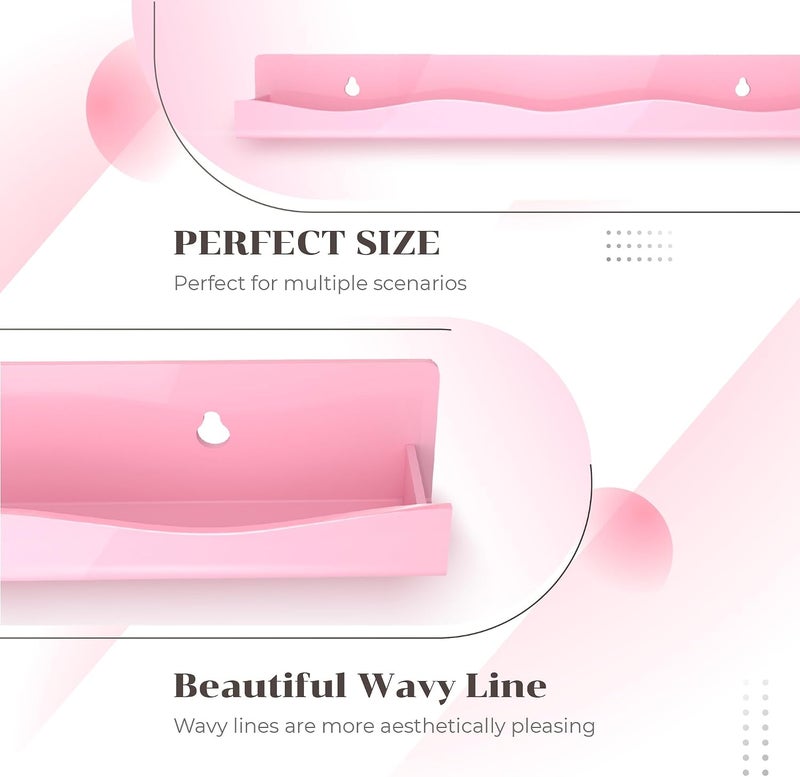YMVV 6 Pack Nail Polish Wall Mounted Shelf,15 Inch Nail Polish Floating Shelves for 66-90 Bottles Multi-Purpose,Ideal Gift, Great Display for Salons Retailers,Pink - Image 5