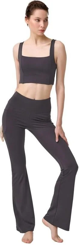 COTTONHILL Smoked High Waist Double Pocketed Bell-bottom Women's Leggings