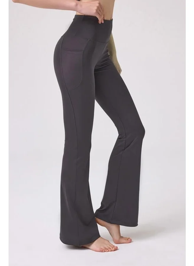 كوتن هيل Smoked High Waist Double Pocketed Bell-bottom Women's Leggings